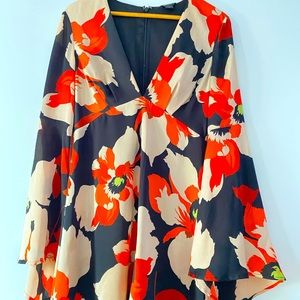 Marciano Floral Dress with Statement Sleeves